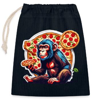 Pizza / Fast Food / Italian / Margherita - Closable cotton gift bag (25x30cm) - navy - Front
