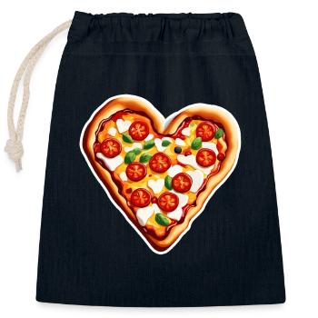 Pizza / Fast Food / Italian / Margherita - Closable cotton gift bag (25x30cm) - navy - Front