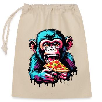 Pizza / Fast Food / Italienisch / Margherita - Verschließbarer Geschenkbeutel aus Baumwolle (25x30cm) - Natur - Vorne