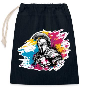 Spartan / Warrior / Fighter / Ancient / Sparta - Closable cotton gift bag (25x30cm) - navy - Front