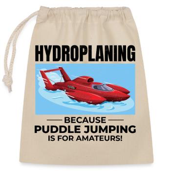 Wasserflugzeug Boot Rennen Humor Pfütze Springen Lustig - Verschließbarer Geschenkbeutel aus Baumwolle (25x30cm) - Natur - Vorne