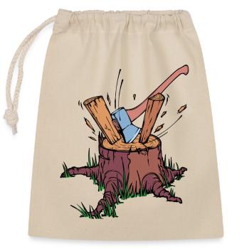 Arbre Cutter Hache Bois Bûcheron Travaux Forestiers - Sac cadeau en coton avec cordon (25 x 30 cm) - nature - Devant
