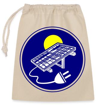 Solar Energy Photovoltaic System Icon - Closable cotton gift bag (25x30cm) - nature - Front