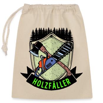 hache disant bûcheron tronçonneuse scie à bois scie à bois - Sac cadeau en coton avec cordon (25 x 30 cm) - nature - Devant