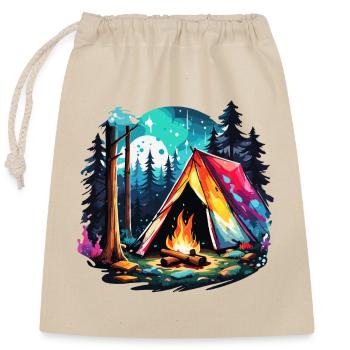 Forêt / Sauvage / Tente / Sauvage / Arbres / Vie - Sac cadeau en coton avec cordon (25 x 30 cm) - nature - Devant