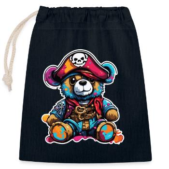 Teddybär / Kuscheltier / Stofftier / Geschenkidee - Verschließbarer Geschenkbeutel aus Baumwolle (25x30cm) - Navy - Vorne