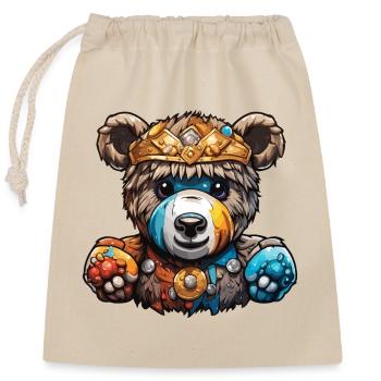Teddybär / Kuscheltier / Stofftier / Geschenkidee - Verschließbarer Geschenkbeutel aus Baumwolle (25x30cm) - Natur - Vorne