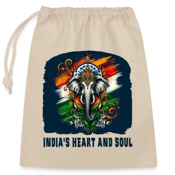 Indien Elefant mit Nationalflagge - Verschließbarer Geschenkbeutel aus Baumwolle (25x30cm) - Natur - Vorne