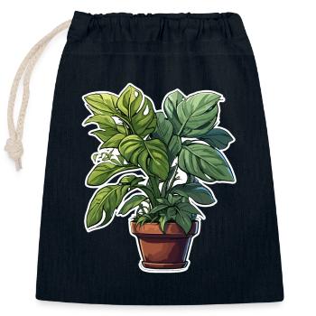 Zimmerpflanze / Topfpflanze / Dekoration / Topf - Verschließbarer Geschenkbeutel aus Baumwolle (25x30cm) - Navy - Vorne