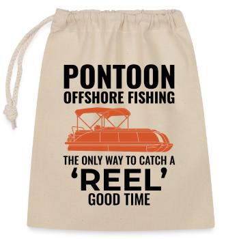 Pontoon Boat Motor Boating Offshore Fishing Funny - Closable cotton gift bag (25x30cm) - nature - Front