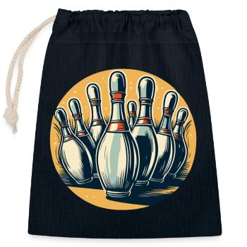 Bowling / Skittles / Bowling Alley / Pin / Strike - Closable cotton gift bag (25x30cm) - navy - Front