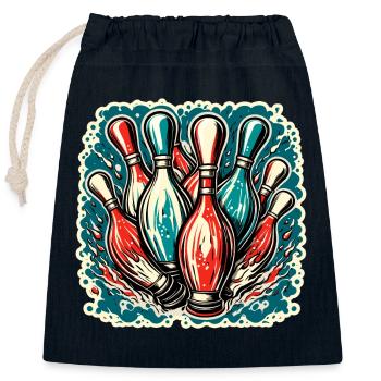 Bowling / Skittles / Bowling Alley / Pin / Strike - Closable cotton gift bag (25x30cm) - navy - Front