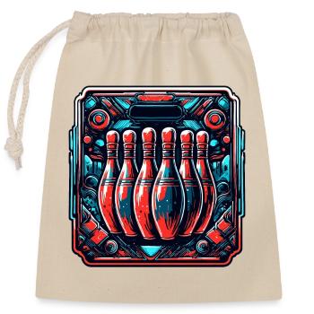 Bowling / Skittles / Bowling Alley / Pin / Strike - Closable cotton gift bag (25x30cm) - nature - Front