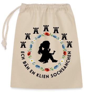 Siebenbürgen Kinder Motiv "Klien Sochsanchen" - Verschließbarer Geschenkbeutel aus Baumwolle (25x30cm) - Natur - Vorne
