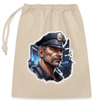 Police / Operations / Profession / Job / Emergency Forces - Closable cotton gift bag (25x30cm) - nature - Front