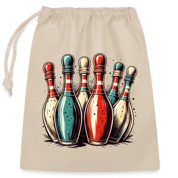 Bowling / Skittles / Bowling Alley / Pin / Strike - Closable cotton gift bag (25x30cm) - nature - Front