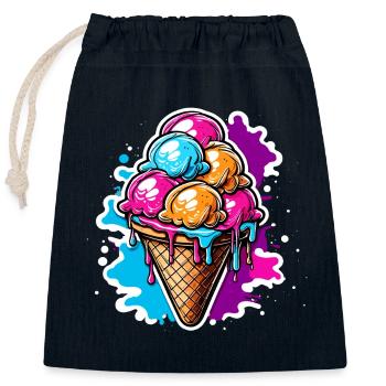 Eiscreme / Sorbet / Gelato / Sommer / Sonne - Verschließbarer Geschenkbeutel aus Baumwolle (25x30cm) - Navy - Vorne