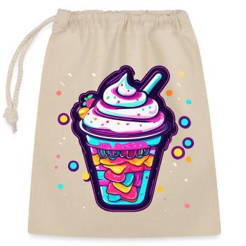 Ice Cream / Sorbet / Gelato / Summer / Sun - Closable cotton gift bag (25x30cm) - nature - Front