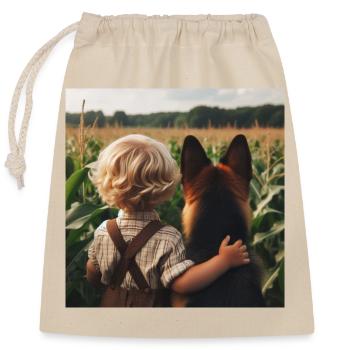 Deutscher Schäferhund Kunst - Verschließbarer Geschenkbeutel aus Baumwolle (25x30cm) - Natur - Vorne