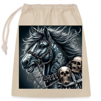 Cheval lourd - Sac cadeau en coton avec cordon (25 x 30 cm) - nature - Devant