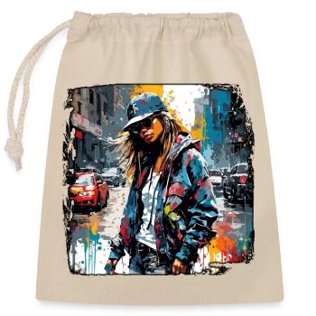 Rapper / Hip Hop / Song / Cool / Rhymes / Beat - Closable cotton gift bag (25x30cm) - nature - Front