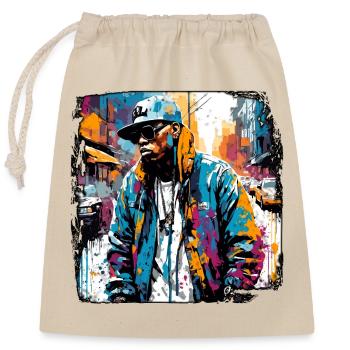 Rapper / Hip Hop / Song / Cool / Rhymes / Beat - Closable cotton gift bag (25x30cm) - nature - Front