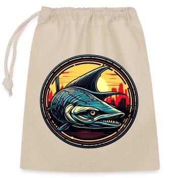 Fisch / Tier / Aquarium / Wasser / Teich / See - Verschließbarer Geschenkbeutel aus Baumwolle (25x30cm) - Natur - Vorne