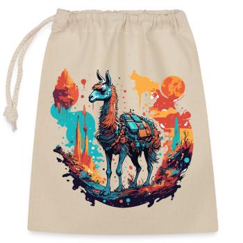 Astronaut / Space / Animal / Llama / Spaceship - Closable cotton gift bag (25x30cm) - nature - Front