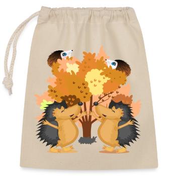 HERBST BAUM IGEL TIERILLUSTRATIONEN - Verschließbarer Geschenkbeutel aus Baumwolle (25x30cm) - Natur - Vorne