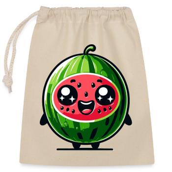 Kawaii Watermelon Cartoon Design - Closable cotton gift bag (25x30cm) - nature - Front