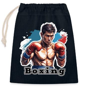 Boxer / Sport / Kampf / Arena / Boxring / Fäuste - Verschließbarer Geschenkbeutel aus Baumwolle (25x30cm) - Navy - Vorne
