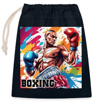 Boxer / Sport / Kampf / Arena / Boxring / Fäuste - Verschließbarer Geschenkbeutel aus Baumwolle (25x30cm) - Navy - Vorne
