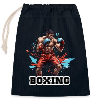 Boxer / Sport / Kampf / Arena / Boxring / Fäuste - Verschließbarer Geschenkbeutel aus Baumwolle (25x30cm) - Navy - Vorne