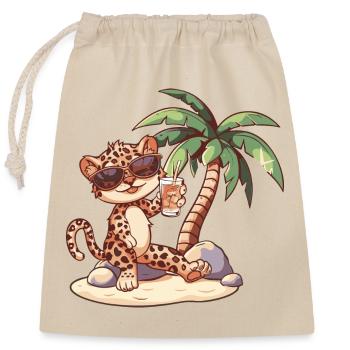 Leopard Summer Beach Vacation - Closable cotton gift bag (25x30cm) - nature - Front