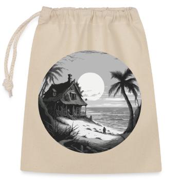 Lakeside House / Cabin / Lake / Mountains / Nature /Forest - Closable cotton gift bag (25x30cm) - nature - Front