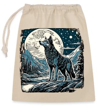 Loup / Meute / Forêt / Sauvage / Faune / Hurlement - Sac cadeau en coton avec cordon (25 x 30 cm) - nature - Devant