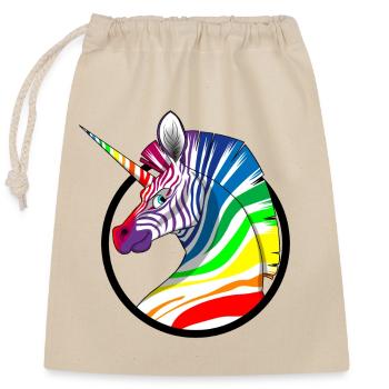 Rainbow Unicorn Zebra - Closable cotton gift bag (25x30cm) - nature - Front