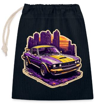 Car / Vehicle / Passenger Car / Mobile / Old Timer / Driving - Closable cotton gift bag (25x30cm) - navy - Front