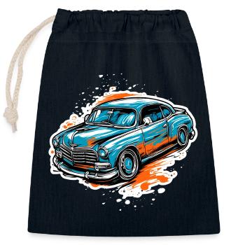 Car / Vehicle / Passenger Car / Mobile / Old Timer / Driving - Closable cotton gift bag (25x30cm) - navy - Front