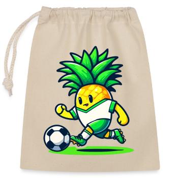 Pineapple Goalie: Der Fußballstar - Verschließbarer Geschenkbeutel aus Baumwolle (25x30cm) - Natur - Vorne