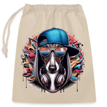 Windhund Gangsta Hund Graffiti Geschenk - Verschließbarer Geschenkbeutel aus Baumwolle (25x30cm) - Natur - Vorne