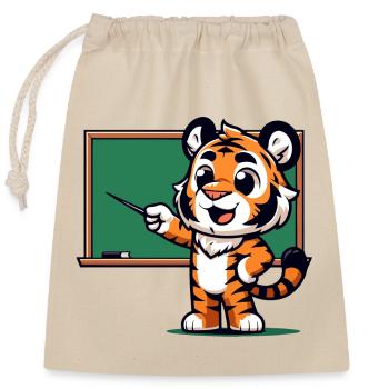 Professor Tiger's Class - Closable cotton gift bag (25x30cm) - nature - Front