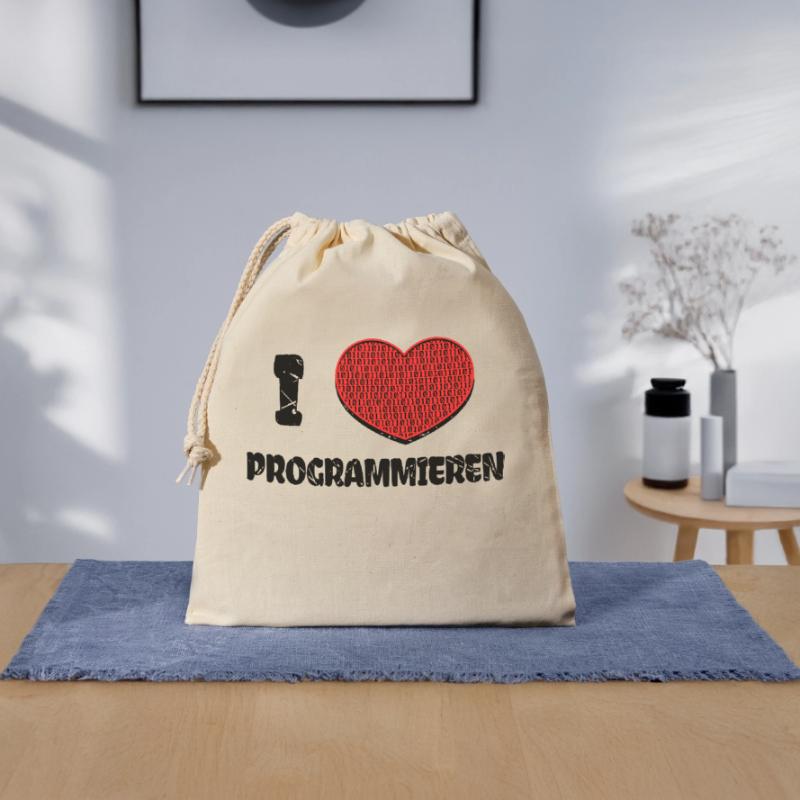 Developer Heart Web Developer Statement Computer Closable cotton gift bag (25x30cm)