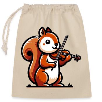Melodic Squirrel: Symphony in the Park - Closable cotton gift bag (25x30cm) - nature - Front