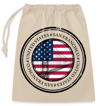 Brückenskizze über Kreis der amerikanischen Flagge - Verschließbarer Geschenkbeutel aus Baumwolle (25x30cm) - Natur - Vorne
