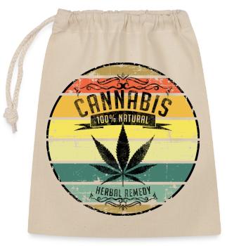 Feuille de cannabis rétro - Sac cadeau en coton avec cordon (25 x 30 cm) - nature - Devant