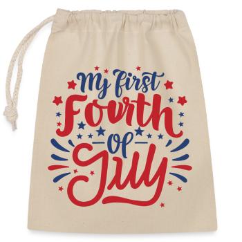 My First Fourth of July Independence Day Amerika - Verschließbarer Geschenkbeutel aus Baumwolle (25x30cm) - Natur - Vorne