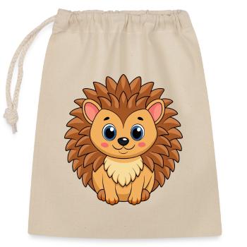 Igel Niedliche Maskottchen Zeichentrickfigur Kawaii - Verschließbarer Geschenkbeutel aus Baumwolle (25x30cm) - Natur - Vorne
