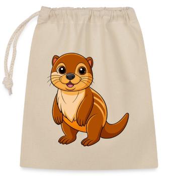 Loutre Mascotte mignonne Personnage de dessin animé Kawaii - Sac cadeau en coton avec cordon (25 x 30 cm) - nature - Devant
