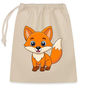 Fuchs Niedliches Maskottchen Zeichentrickfigur Kawaii - Verschließbarer Geschenkbeutel aus Baumwolle (25x30cm) - Natur - Vorne
